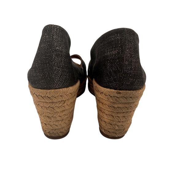 Tory Burch Metallic Filipa Canvas Espadrille Wedges Heels Size 7.5 - Picture 7 of 11